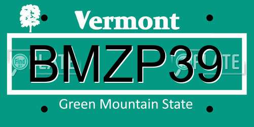 BMZP39 Vermont License Plate