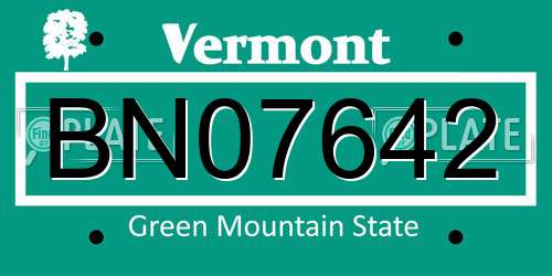 BN07642 Vermont License Plate