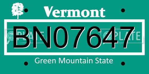 BN07647 Vermont License Plate