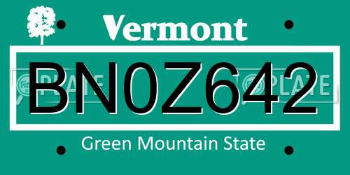 BN0Z642 Vermont License Plate