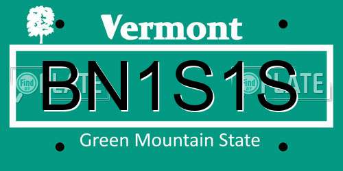 BN1S1S Vermont License Plate