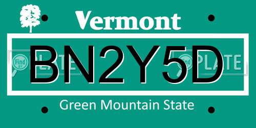 BN2Y5D Vermont License Plate