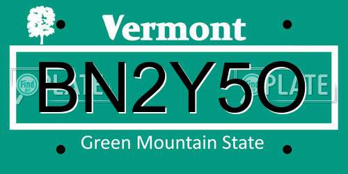 BN2Y5O Vermont License Plate
