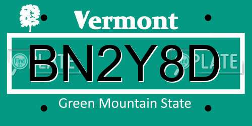 BN2Y8D Vermont License Plate