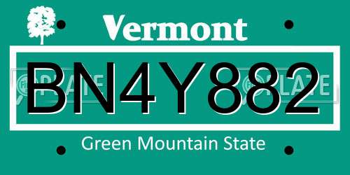 BN4Y882 Vermont License Plate