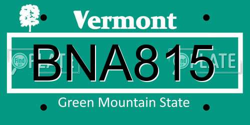 BNA815 Vermont License Plate