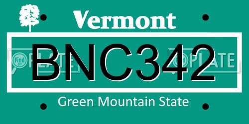 BNC342 Vermont License Plate