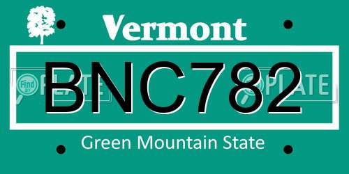 BNC782 Vermont License Plate