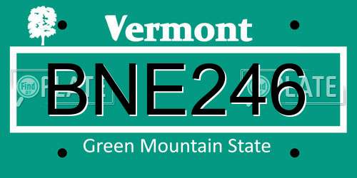 BNE246 Vermont License Plate