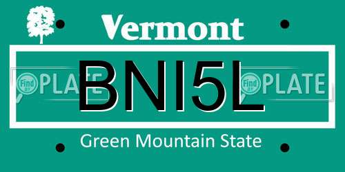 BNI5L Vermont License Plate