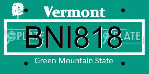 BNI818 Vermont License Plate