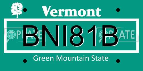 BNI81B Vermont License Plate
