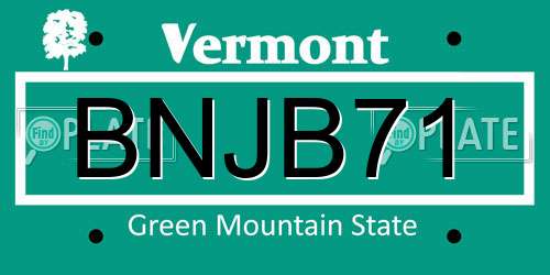 BNJB71 Vermont License Plate