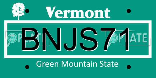 BNJS71 Vermont License Plate