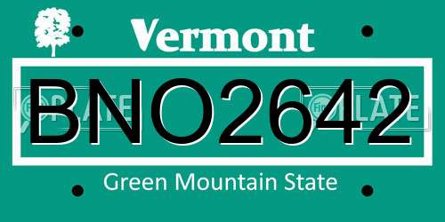 BNO2642 Vermont License Plate