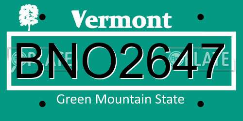 BNO2647 Vermont License Plate
