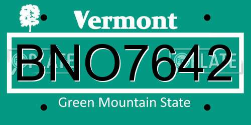 BNO7642 Vermont License Plate