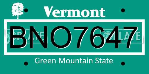 BNO7647 Vermont License Plate
