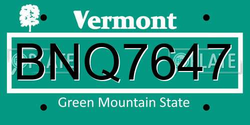 BNQ7647 Vermont License Plate