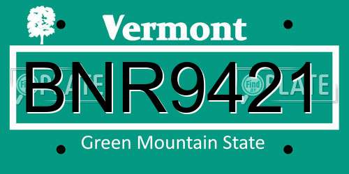 BNR9421 Vermont License Plate