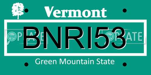 BNRI53 Vermont License Plate