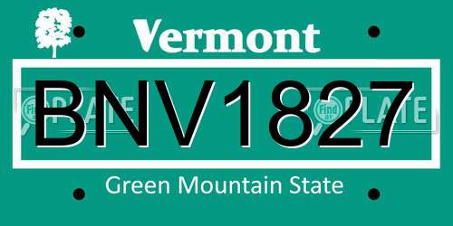 BNV1827 Vermont License Plate