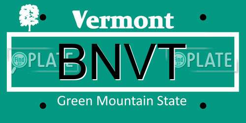 BNVT Vermont License Plate