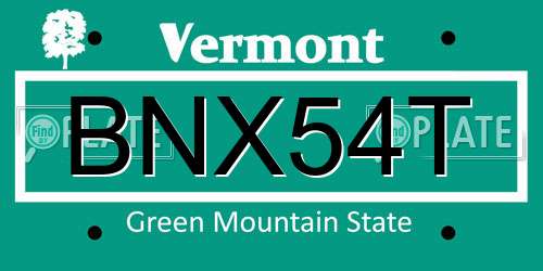 BNX54T Vermont License Plate