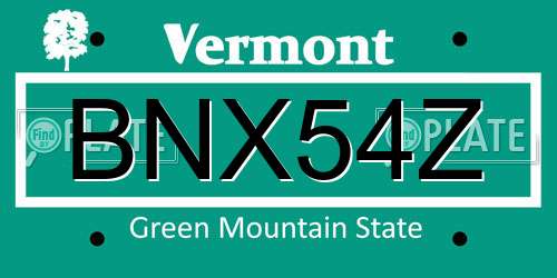 BNX54Z Vermont License Plate