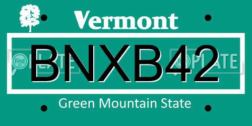 BNXB42 Vermont License Plate