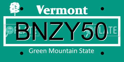 BNZY50 Vermont License Plate