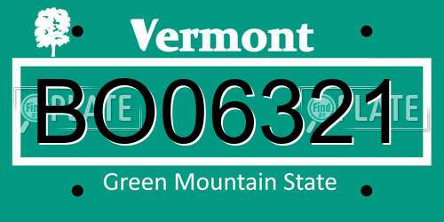 BO06321 Vermont License Plate