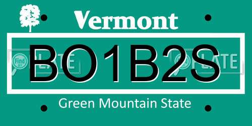 BO1B2S Vermont License Plate