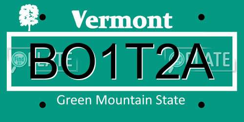 BO1T2A Vermont License Plate