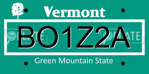 BO1Z2A Vermont License Plate