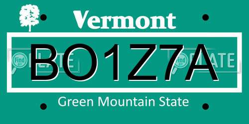 BO1Z7A Vermont License Plate