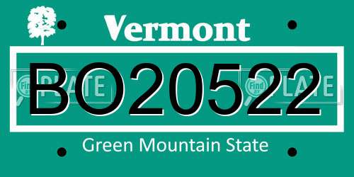 BO20522 Vermont License Plate