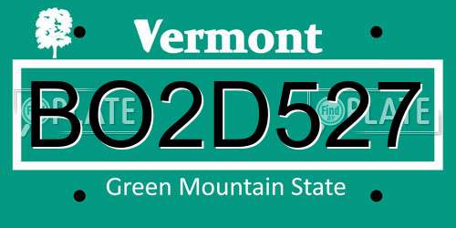 BO2D527 Vermont License Plate