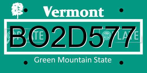 BO2D577 Vermont License Plate