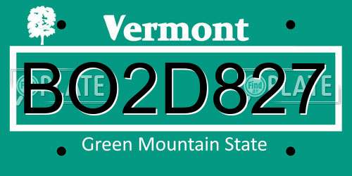 BO2D827 Vermont License Plate