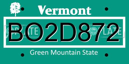 BO2D872 Vermont License Plate