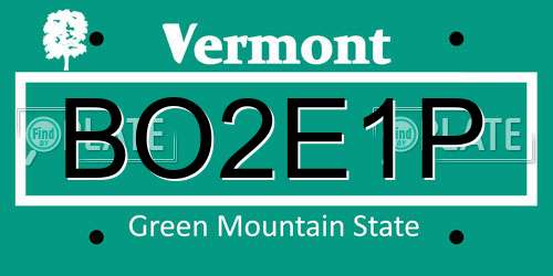 BO2E1P Vermont License Plate