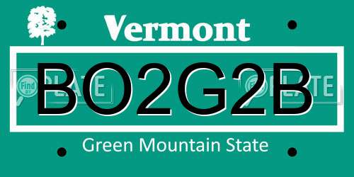 BO2G2B Vermont License Plate