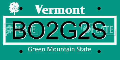 BO2G2S Vermont License Plate