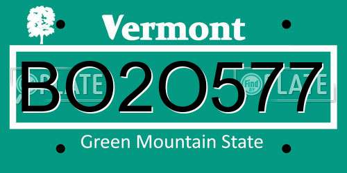 BO2O577 Vermont License Plate