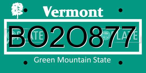 BO2O877 Vermont License Plate