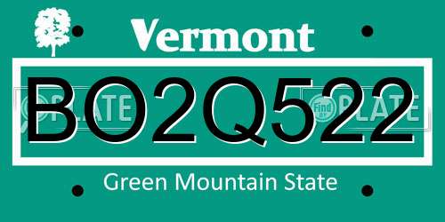 BO2Q522 Vermont License Plate