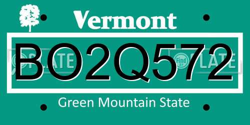 BO2Q572 Vermont License Plate