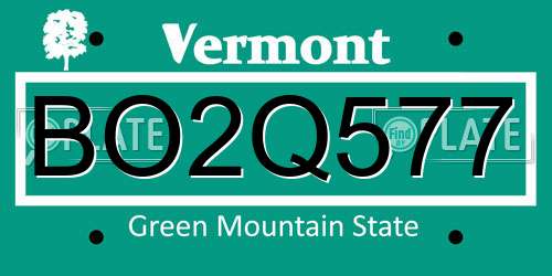 BO2Q577 Vermont License Plate