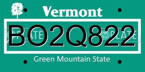 BO2Q822 Vermont License Plate
